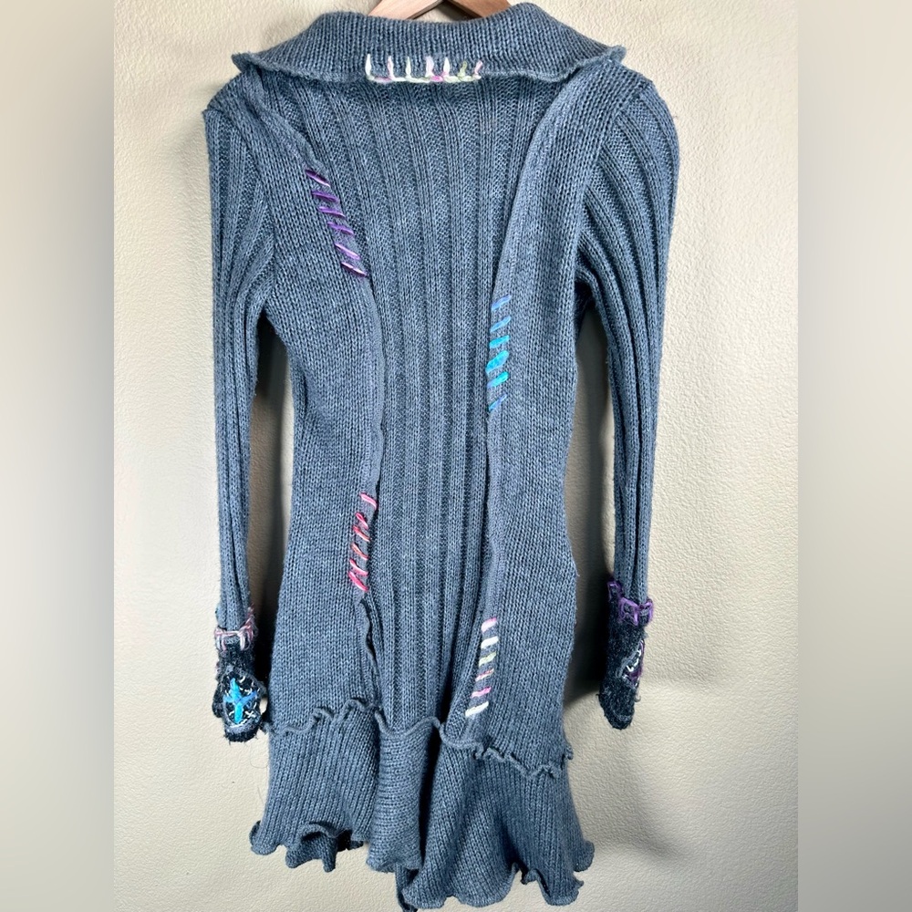 Grifflin Women’s Gray Knit Cardigan Sweater with Colorful Accents RARE - Picture 8 of 10